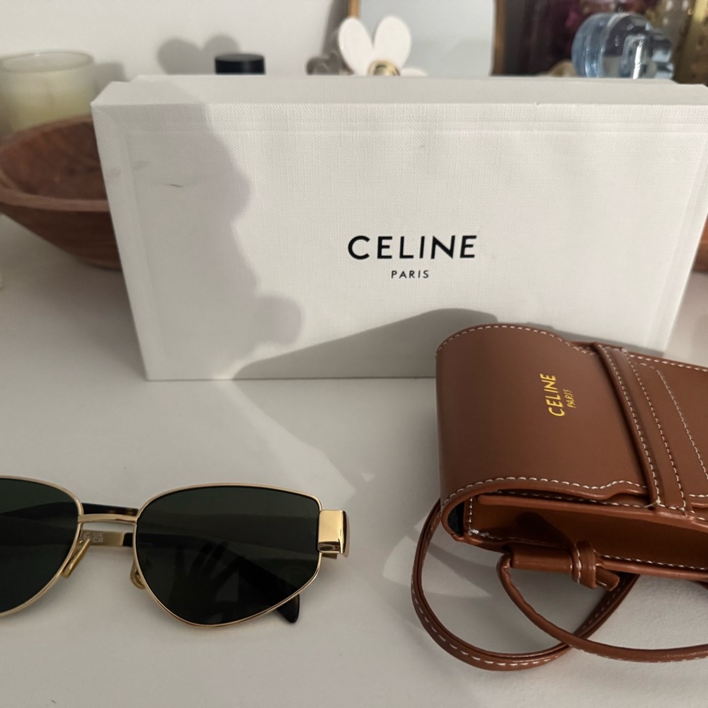 Celine Gold and Black Sunglasses - Picture 1 of 7